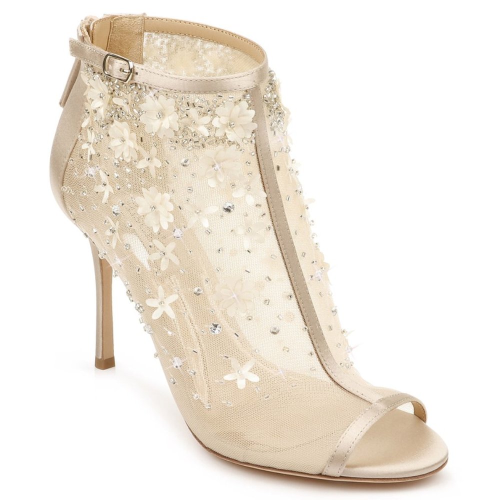 Badgley Mischka Olivia Embellished Mesh Bootie Size 7